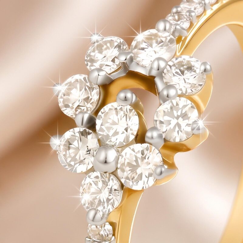 Alternative view of Exquisite 18K Yellow Gold & White Gold Diamond Ring Crafted with Natural Diamonds by Bafleh Jewellery