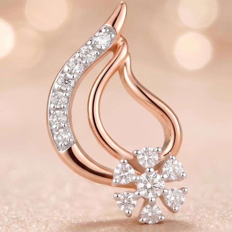 Alternative view of Elegant 14K Gold Diamond Pendant Set Collection at Bafleh Jewellery