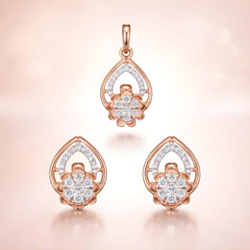 Discover Sophisticated 14K Gold Pendant Set Creations at Bafleh Jewellery