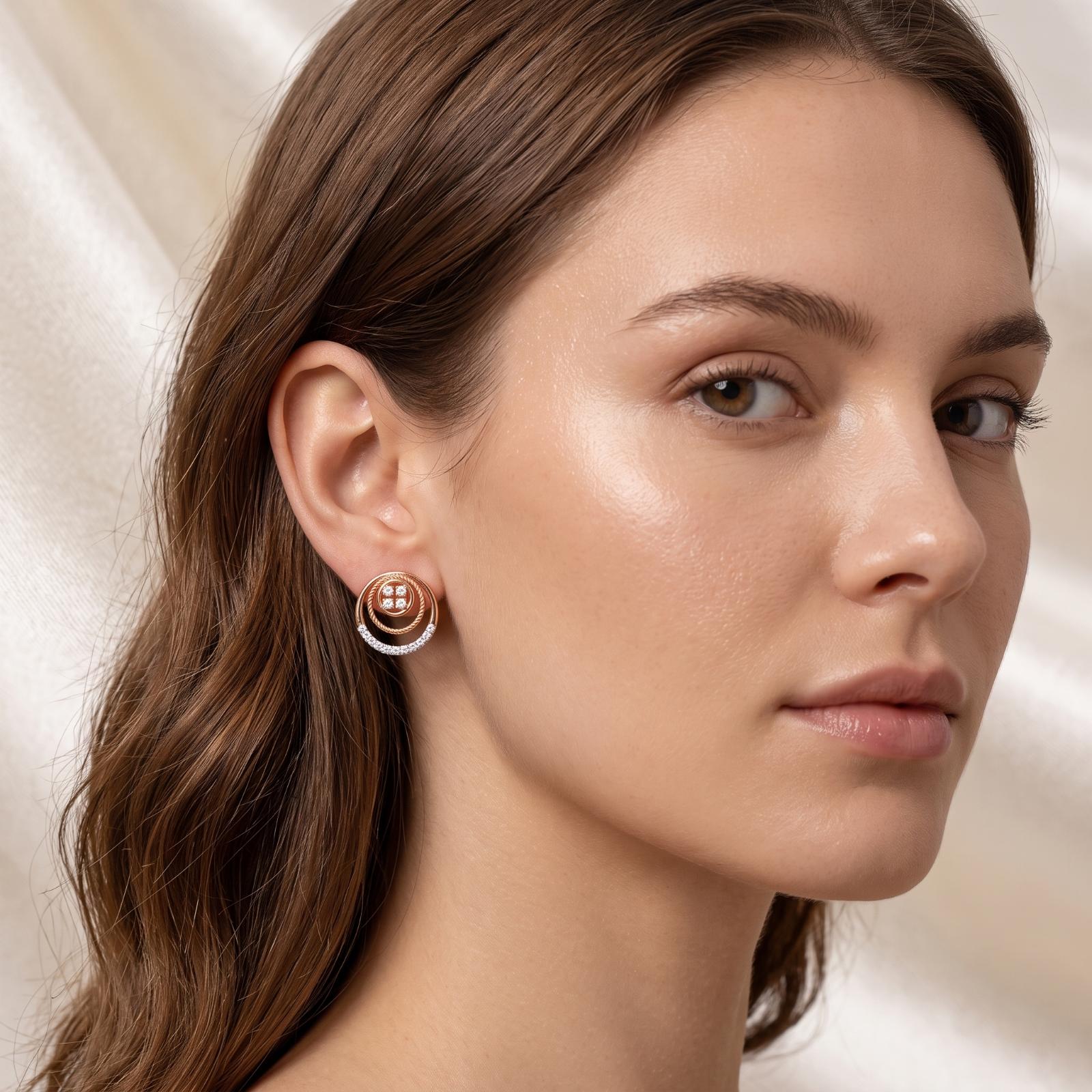 Luxury 14K Gold Diamond Earrings Designed for Modern Elegance - Image 4
