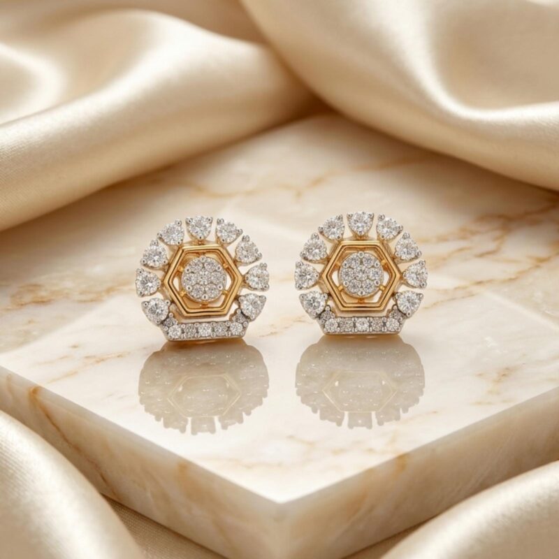 hine Smarter with 14K Gold Natural Diamond Earrings