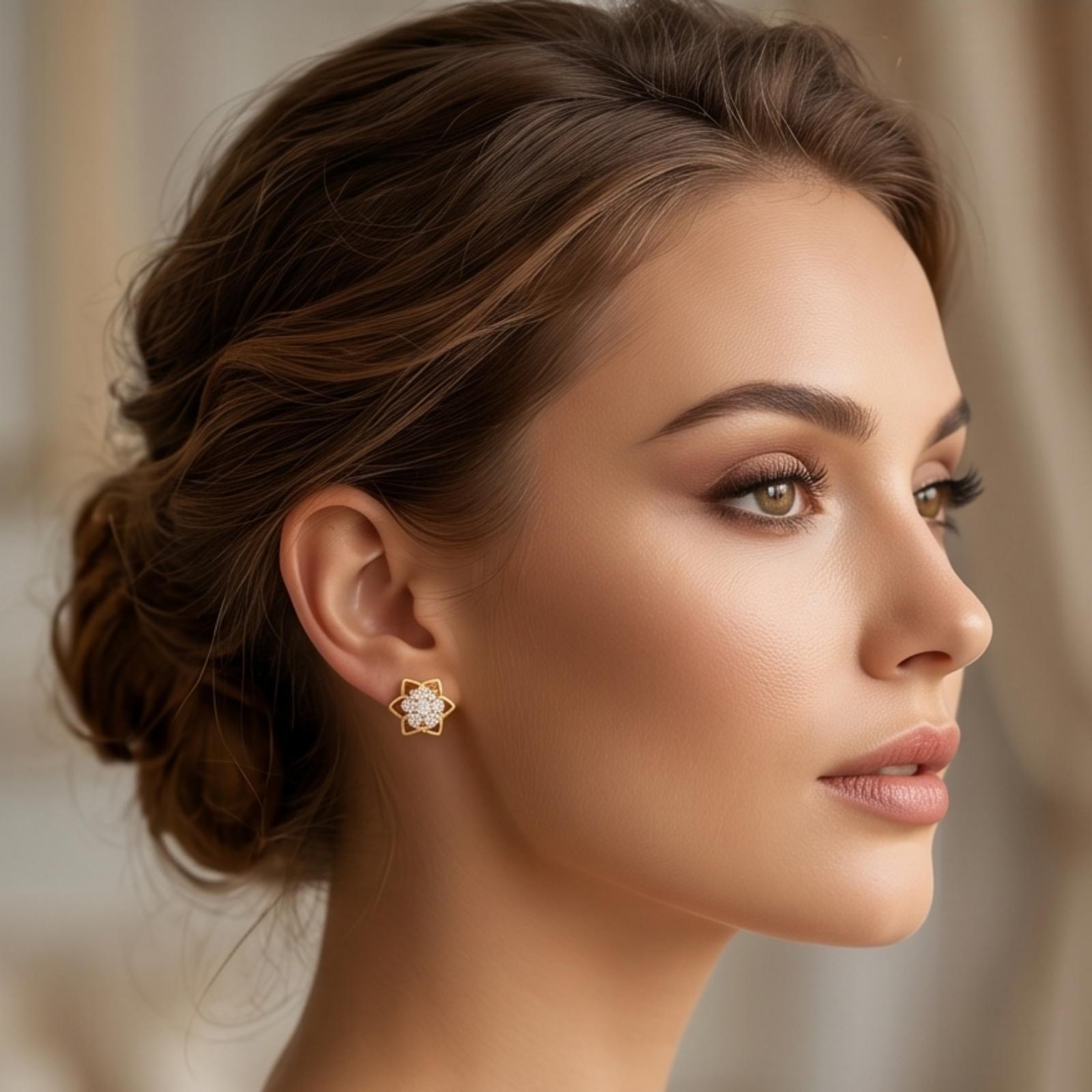 Designed to Shine: Natural Diamond Earrings in 14K Gold - Image 4