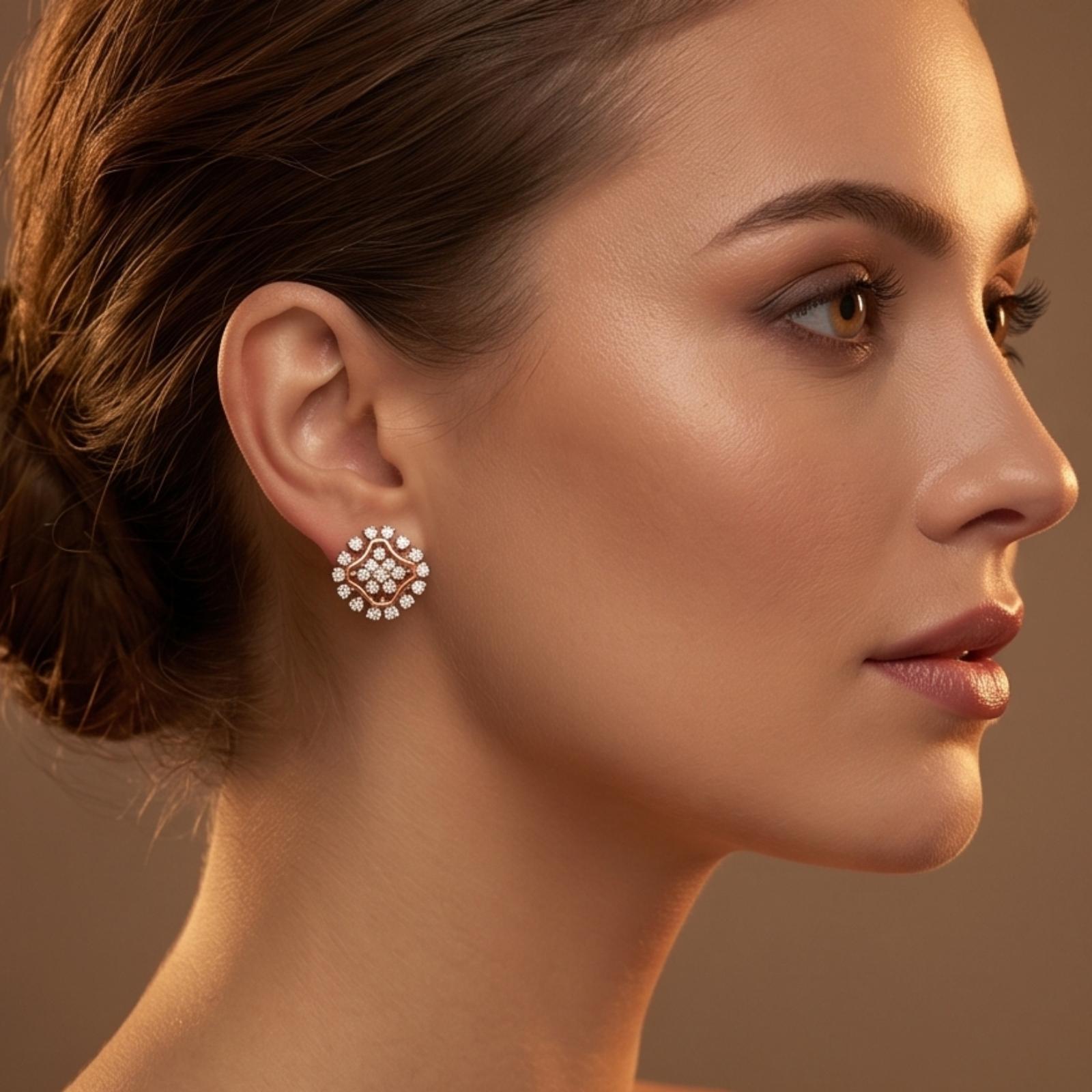 Redefine Elegance with 14K Gold & Natural Diamond Earrings - Image 5