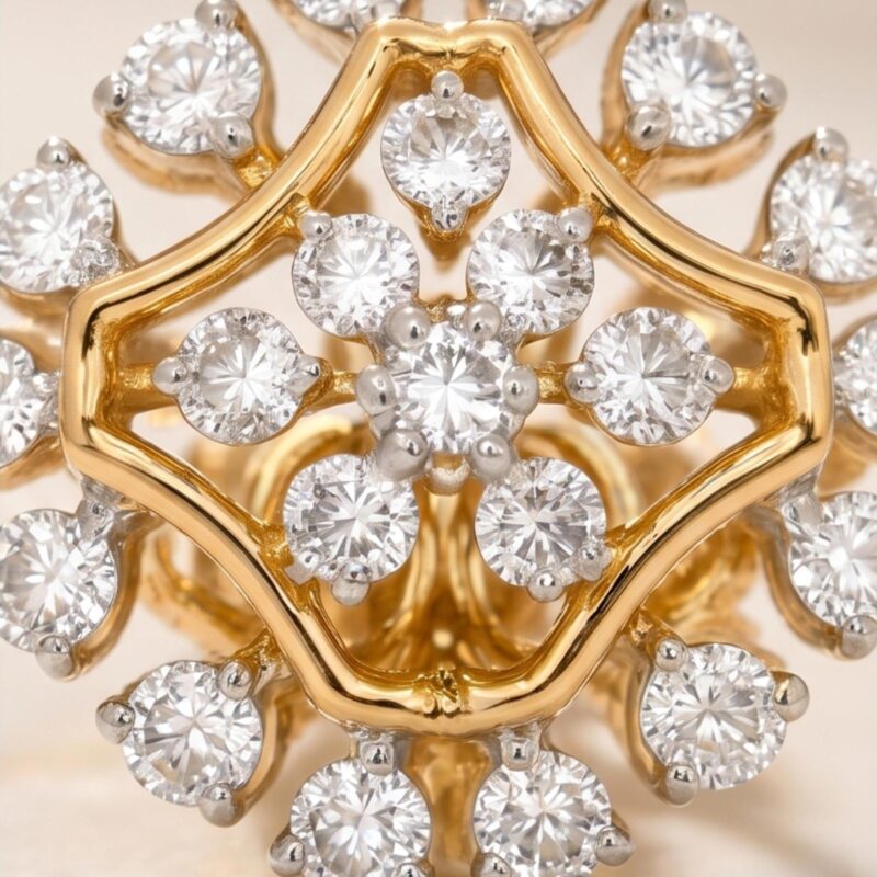 Alternative view of Crafted Brilliance in 14K Gold Natural Diamond Earrings