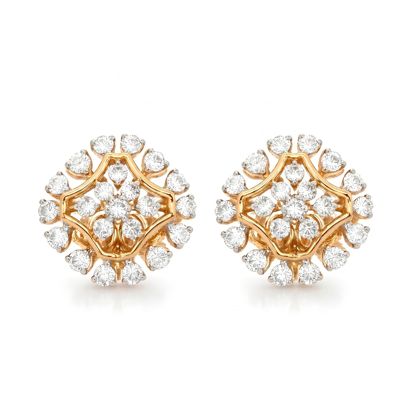 Crafted Brilliance in 14K Gold Natural Diamond Earrings - Image 3