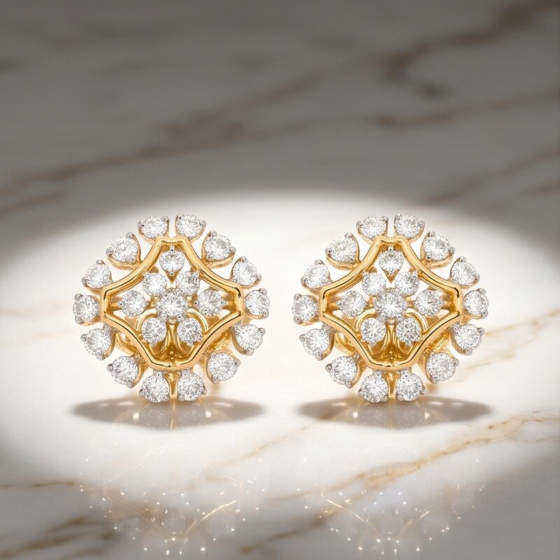 Crafted Brilliance in 14K Gold Natural Diamond Earrings