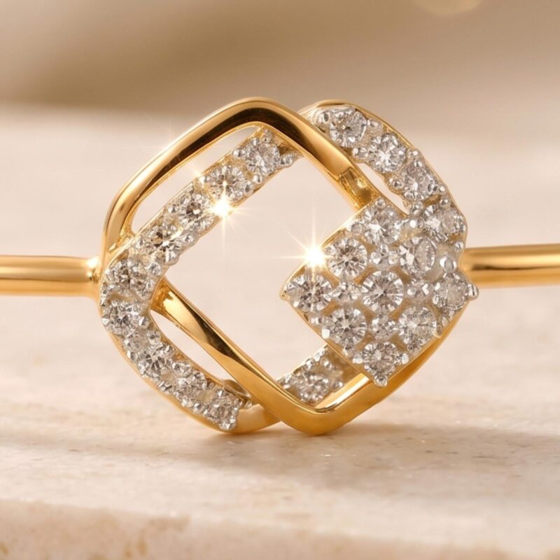 Alternative view of Certified Luxury: 14K Gold Bangle with Natural Diamonds and IDT Authentication by Bafleh Jewellery