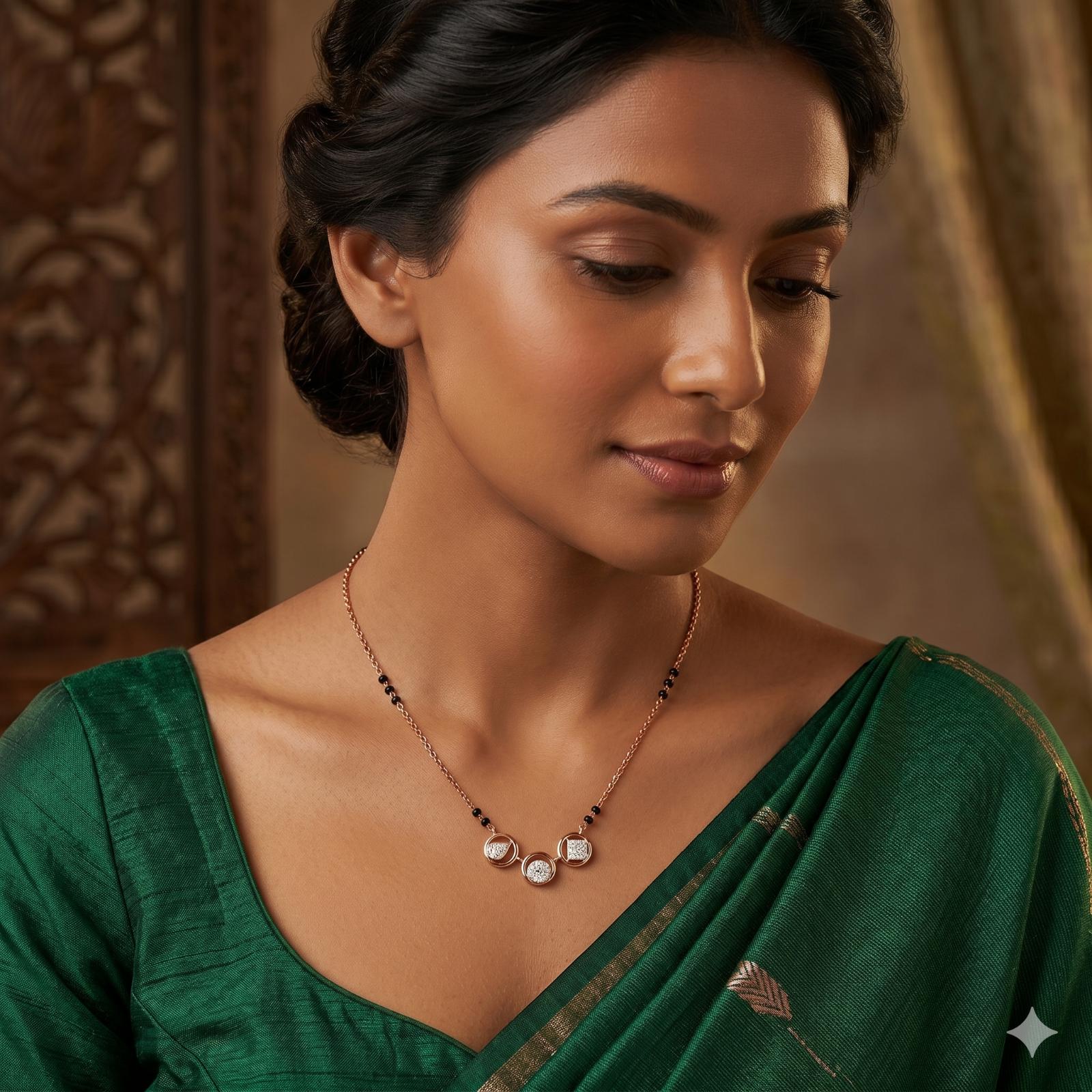 Elegant 14K Gold Natural Diamond Mangalsutra A Timeless Symbol of Love and Tradition, Exclusively Available at Bafleh Jewellery - Image 5