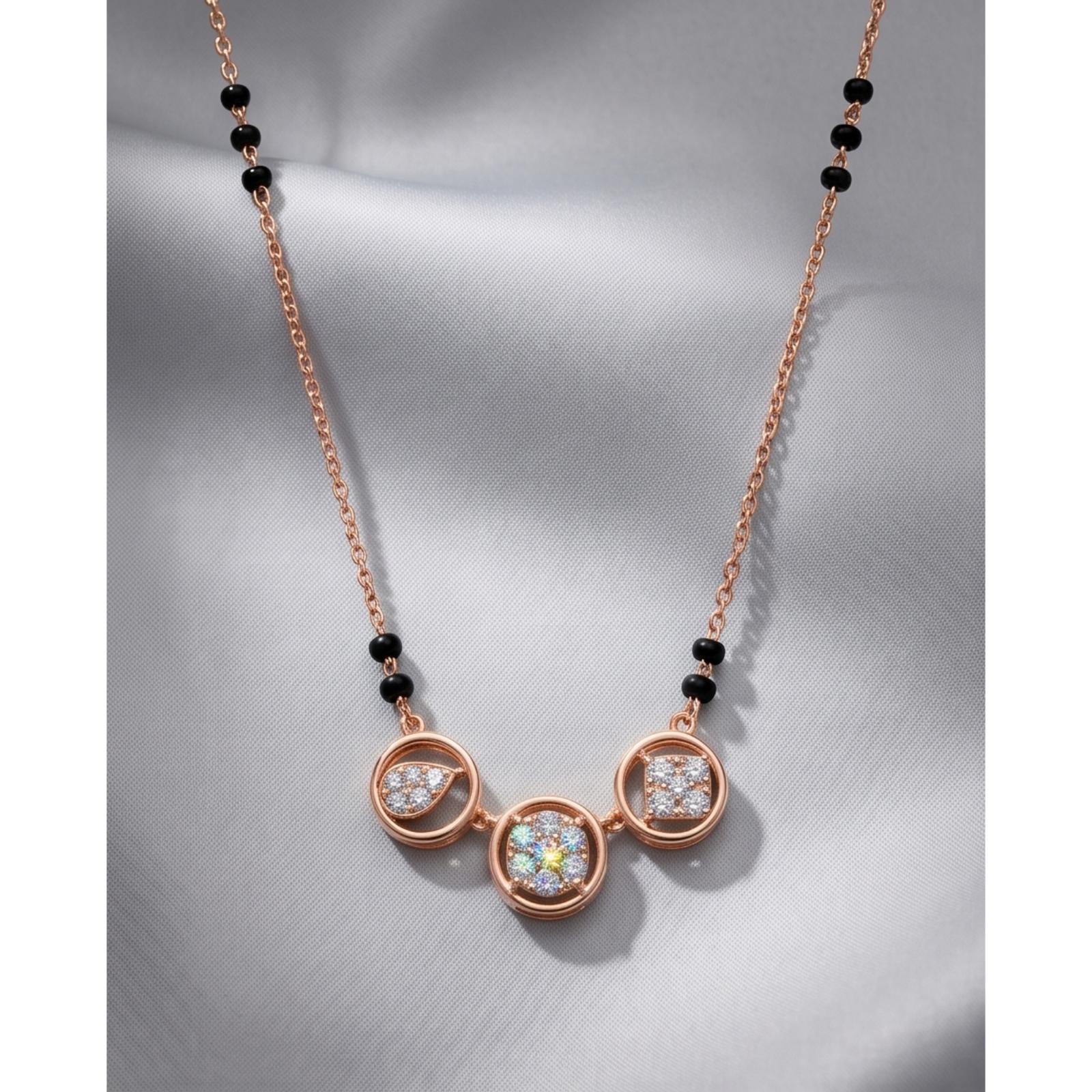 Elegant 14K Gold Natural Diamond Mangalsutra A Timeless Symbol of Love and Tradition, Exclusively Available at Bafleh Jewellery - Image 3