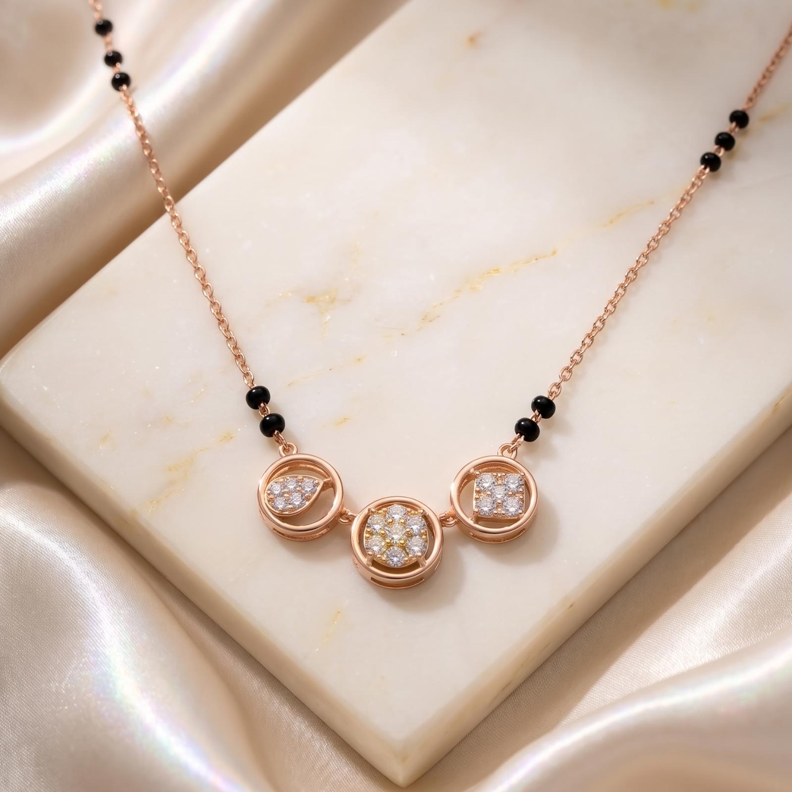 Elegant 14K Gold Natural Diamond Mangalsutra A Timeless Symbol of Love and Tradition, Exclusively Available at Bafleh Jewellery