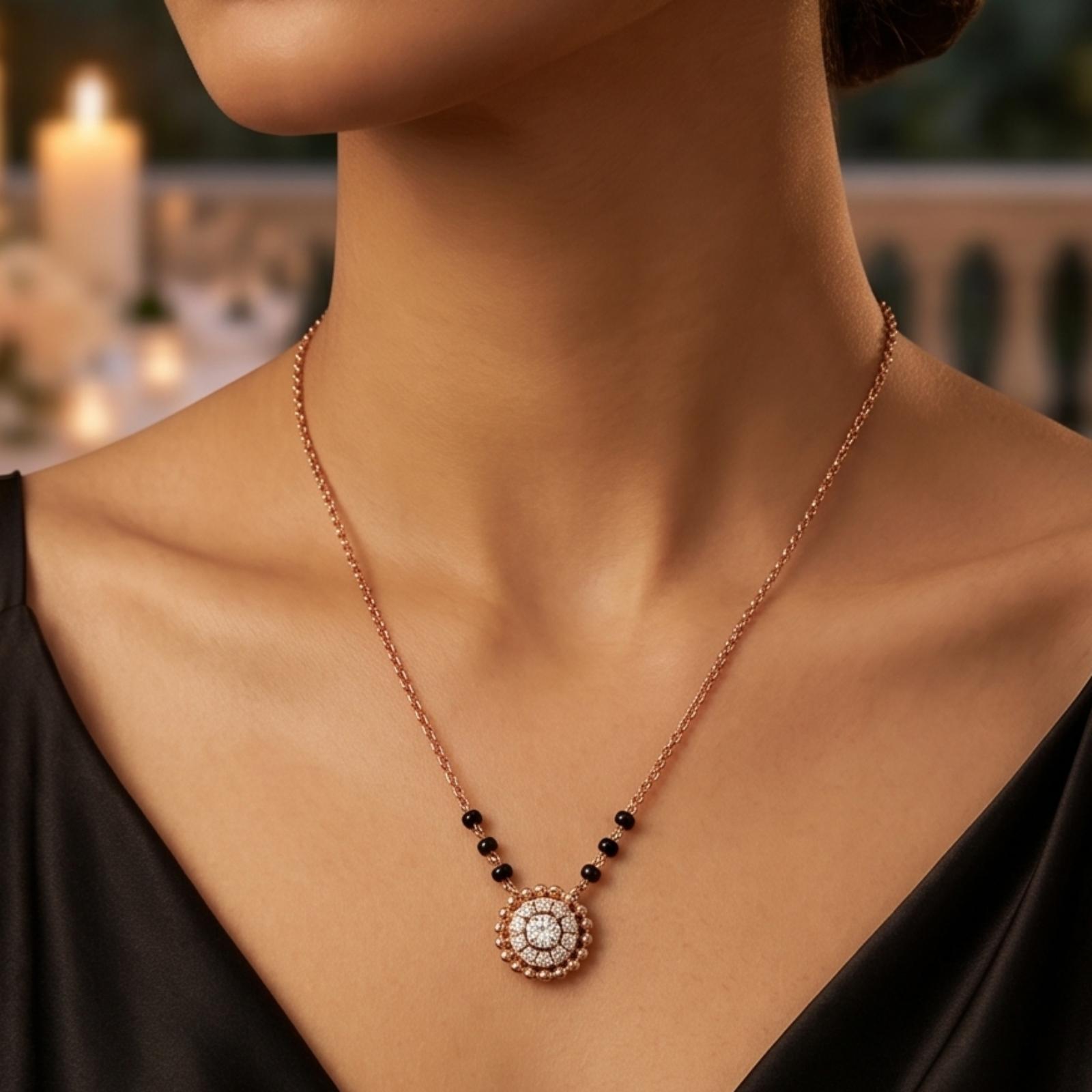 Timeless 14K Gold Mangalsutra with Natural Diamond Sparkle Crafted to Celebrate Every Special Moment at Bafleh Jewellery - Image 5