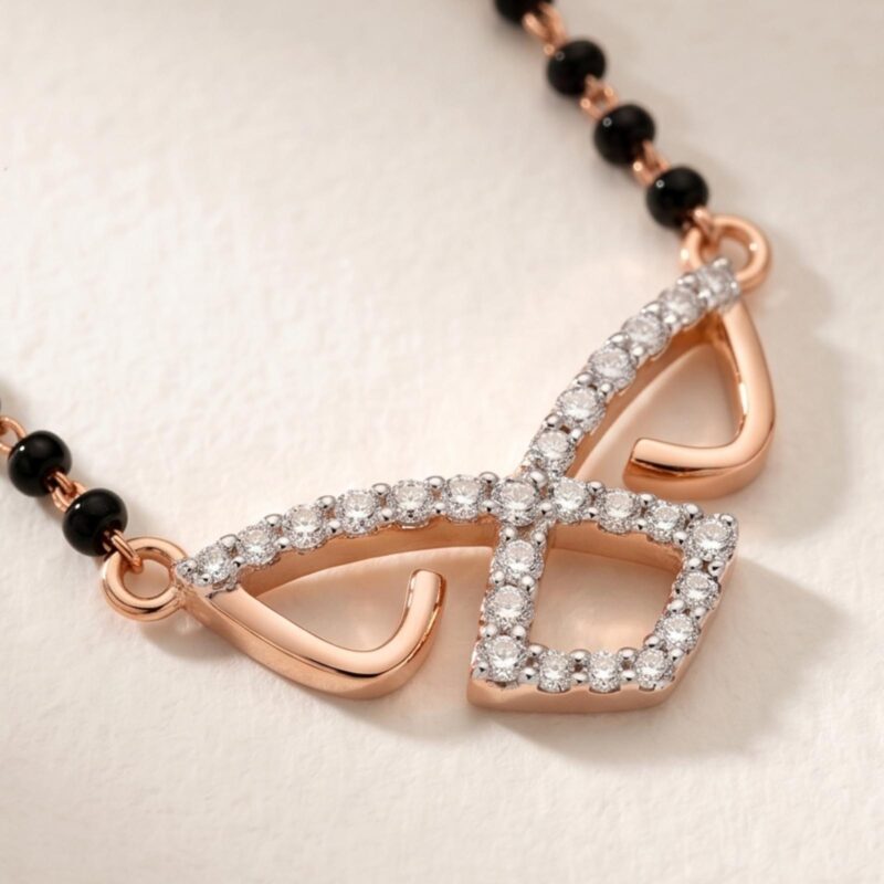 Alternative view of Elegant 14K Gold Mangalsutra with Natural Diamonds Available Only at Bafleh Jewellery