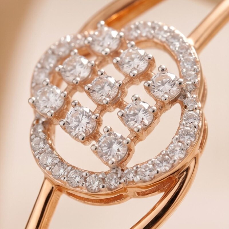 Exquisite 14K Gold Diamond Bangle with IDT Certified Natural Diamonds for Timeless Elegance
