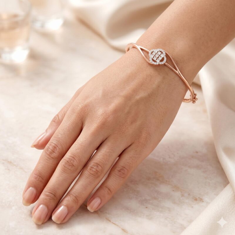 Alternative view of Exquisite 14K Gold Diamond Bangle with IDT Certified Natural Diamonds for Timeless Elegance