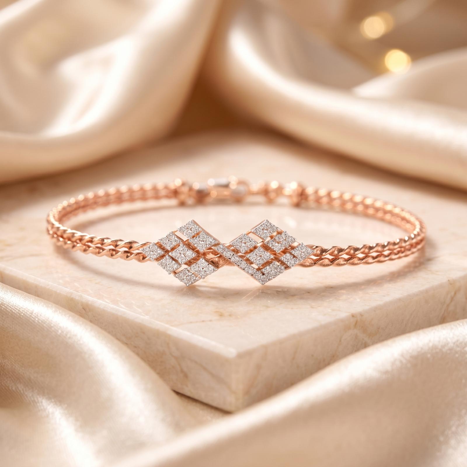 Elegant 14K Gold Diamond Bangle with Certified Natural Diamonds and IDT Certificate by Bafleh Jewellery