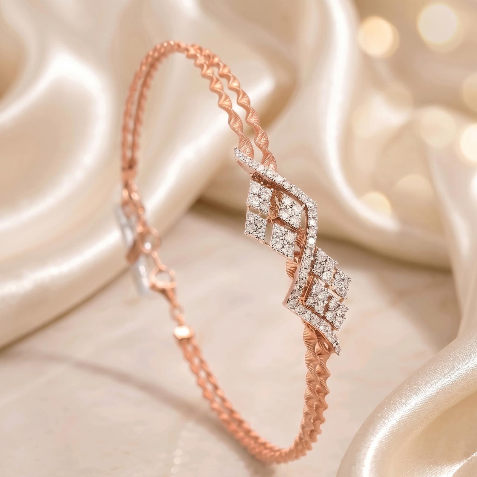 Elegant 14K Gold Diamond Bangle with Certified Natural Diamonds and IDT Certificate by Bafleh Jewellery - Image 5