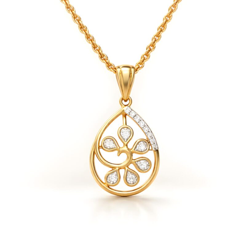 Classic 14K Gold & Natural Diamond Pendant Design Now Available at Bafleh Jewellery