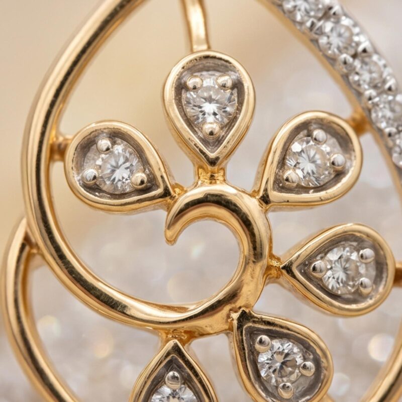 Alternative view of Classic 14K Gold & Natural Diamond Pendant Design Now Available at Bafleh Jewellery
