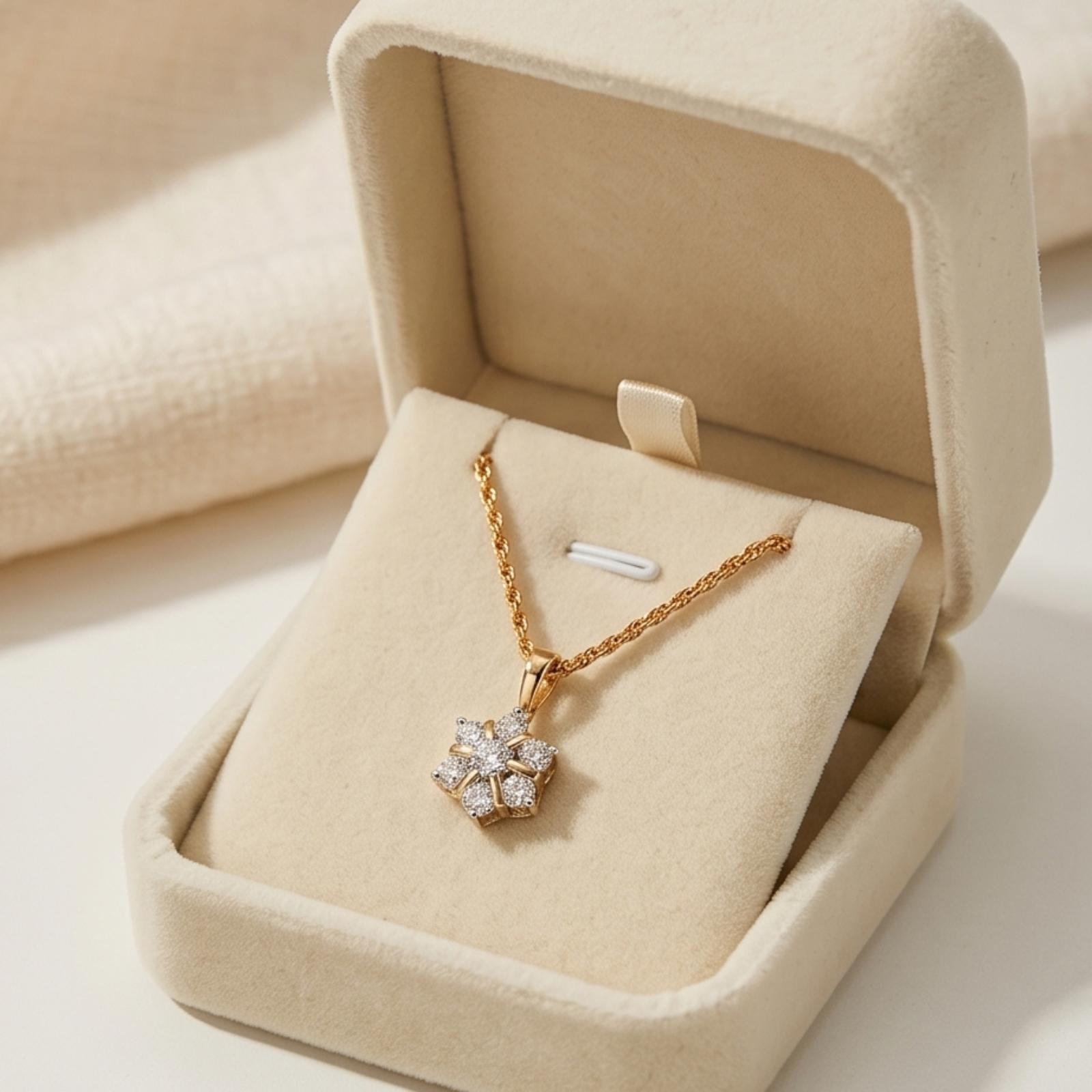 Timeless 14K Gold Natural Diamond Pendant Collection at Bafleh Jewellery - Image 5