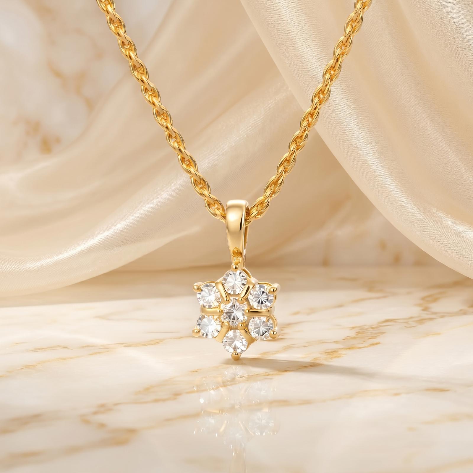 Timeless 14K Gold Natural Diamond Pendant Collection at Bafleh Jewellery - Image 3