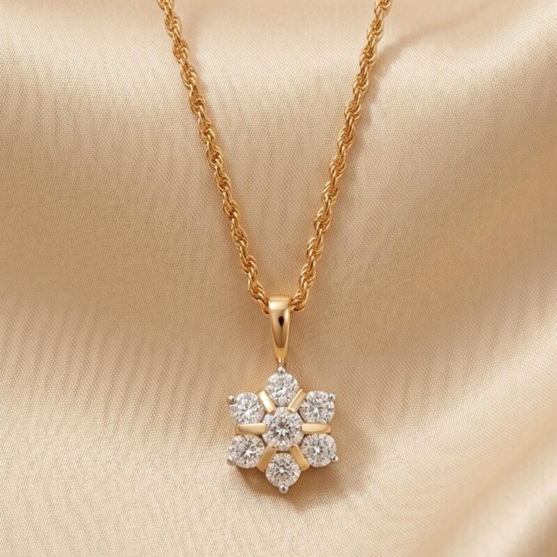 Timeless 14K Gold Natural Diamond Pendant Collection at Bafleh Jewellery
