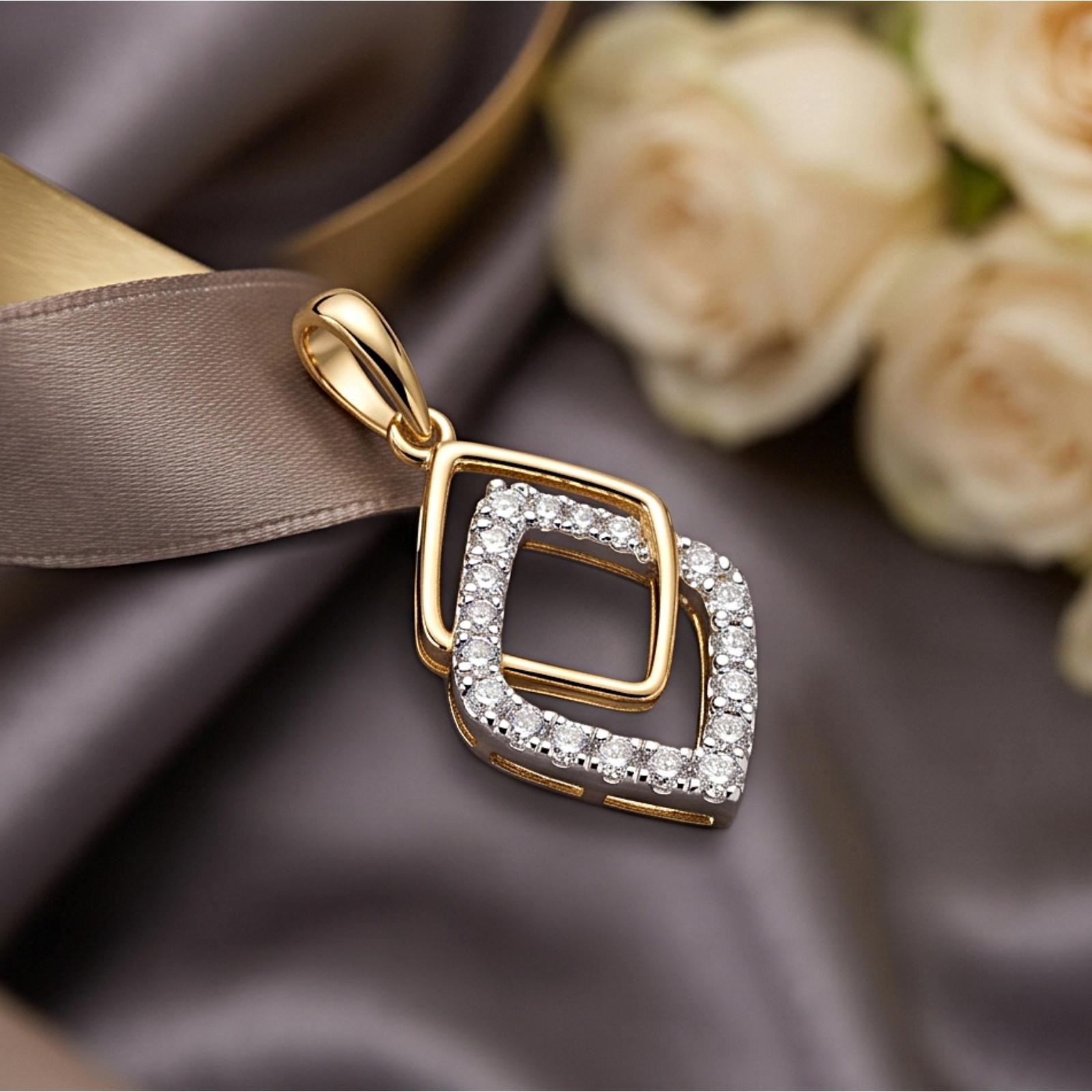 14K Yellow Gold Natural Diamond Pendant by Bafleh Jewellery A Symbol of Timeless Elegance
