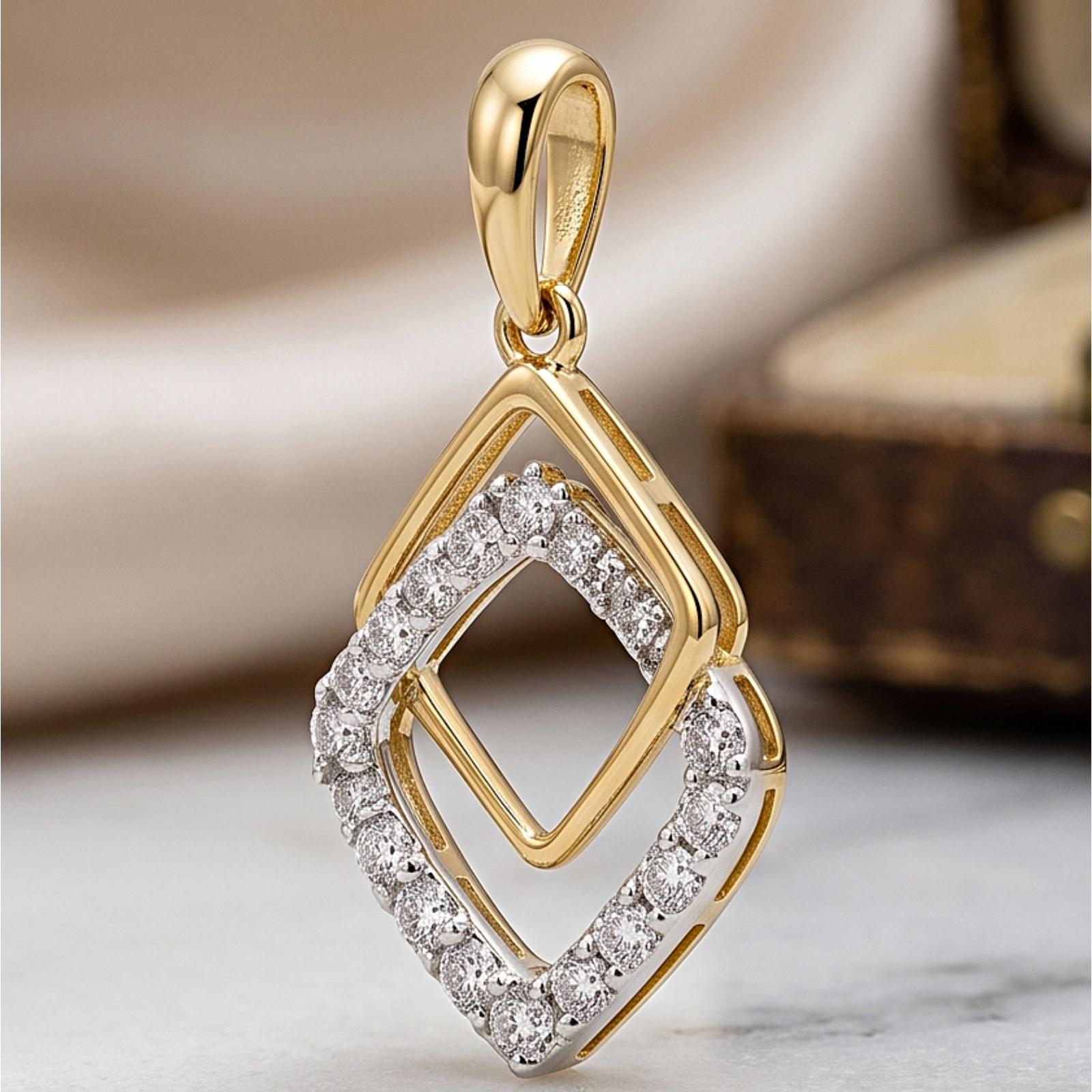 14K Yellow Gold Natural Diamond Pendant by Bafleh Jewellery A Symbol of Timeless Elegance - Image 2