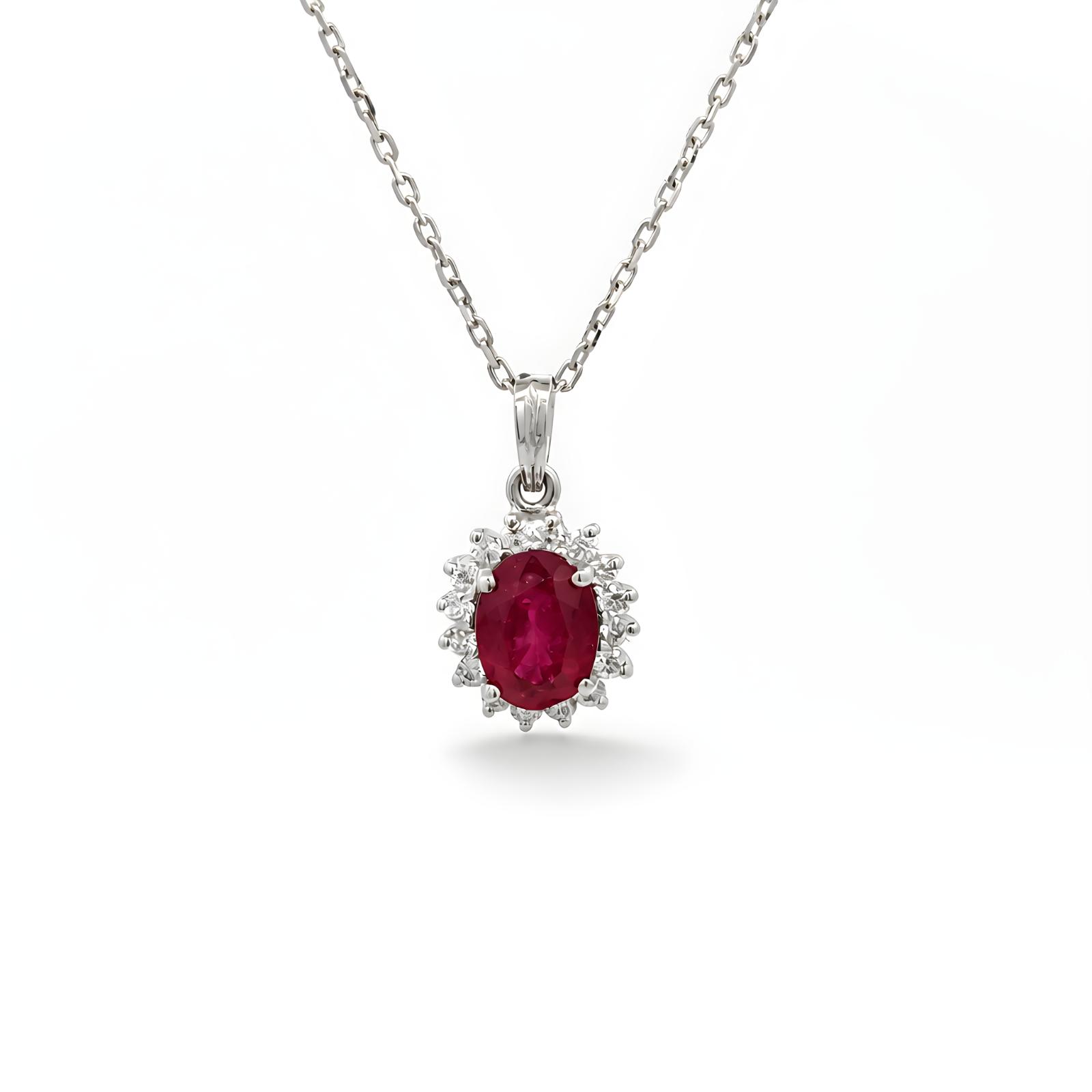 Stunning 18K White Gold Necklace with Natural Diamonds and Rich Ruby Gemstone Luxury Heritage Design by Bafleh Jewellery - Image 3