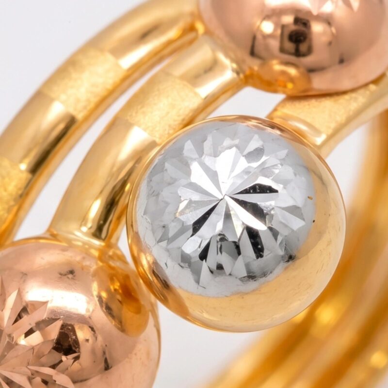 Alternative view of Bafleh 18K Tri Color Gold Spiral Ring with Textured Beads