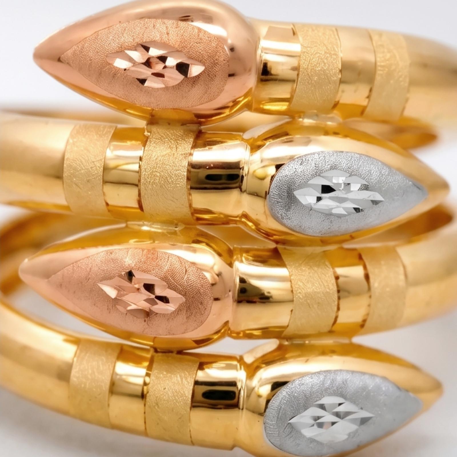 Bafleh 18K Tri Color Gold Multi Layer Ring with Teardrop Motifs - Image 3