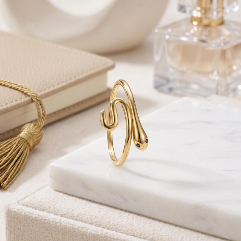 18K Gold Snake Adjustable Style Ring