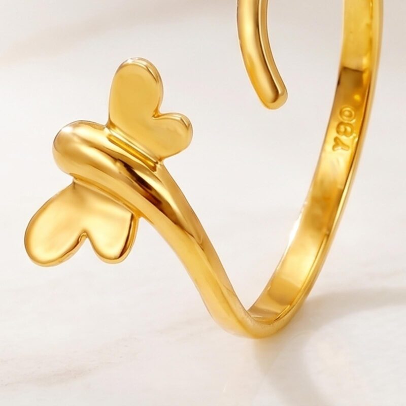 Alternative view of 18K Gold Minimalist Dragonfly Ring