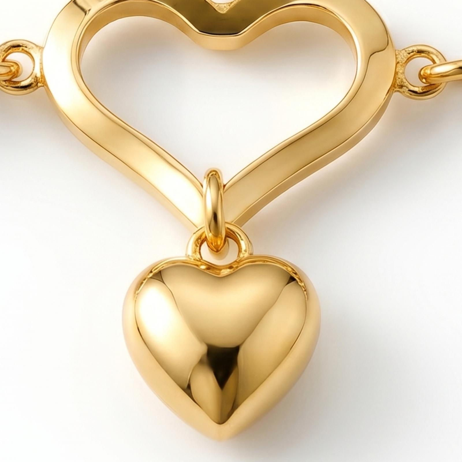 Bafleh Jewellery 18K Gold Double Heart Charm Bracelet - Image 2