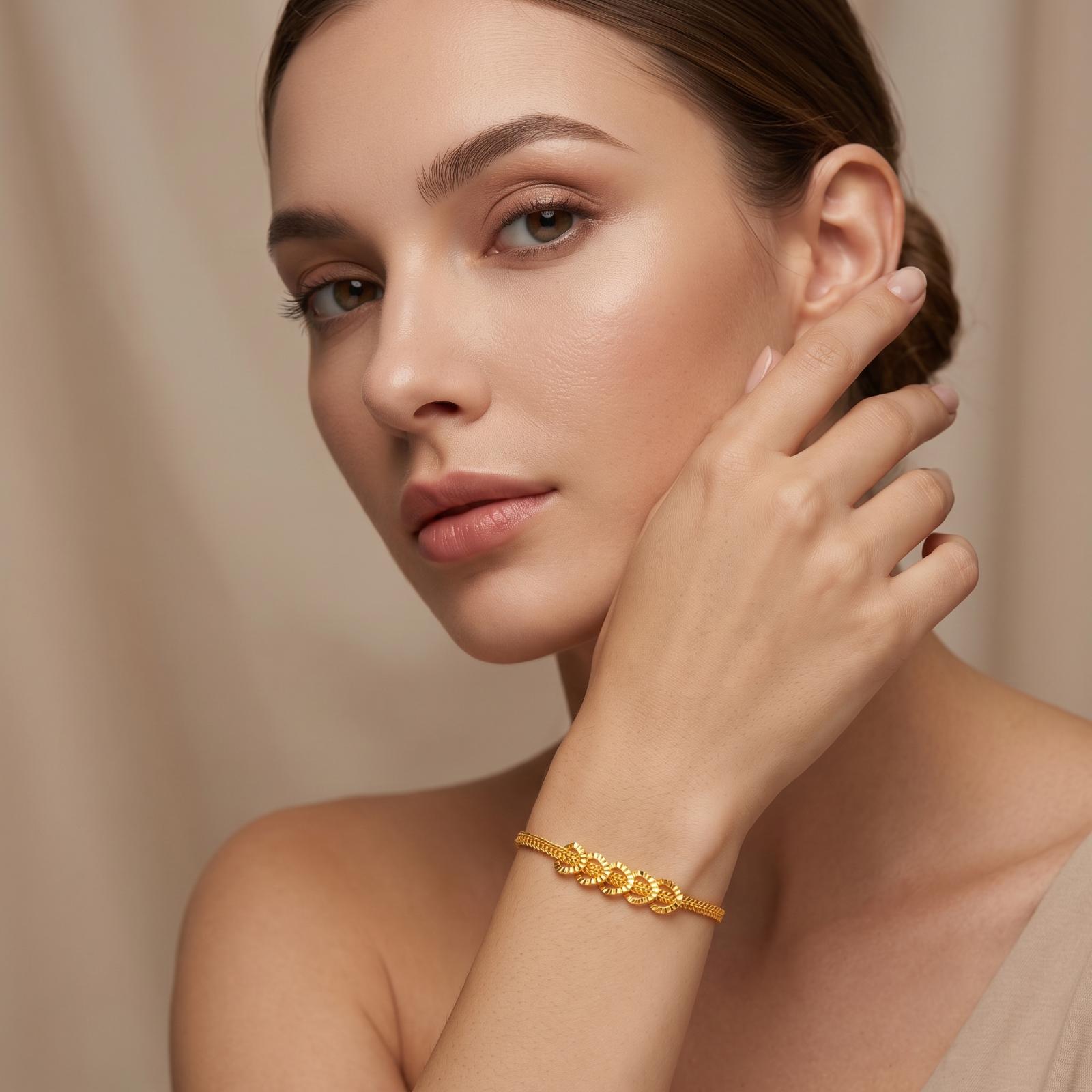 21K Gold Overlapping Hearts Woven Link Bracelet by Bafleh Jewellery - Image 6