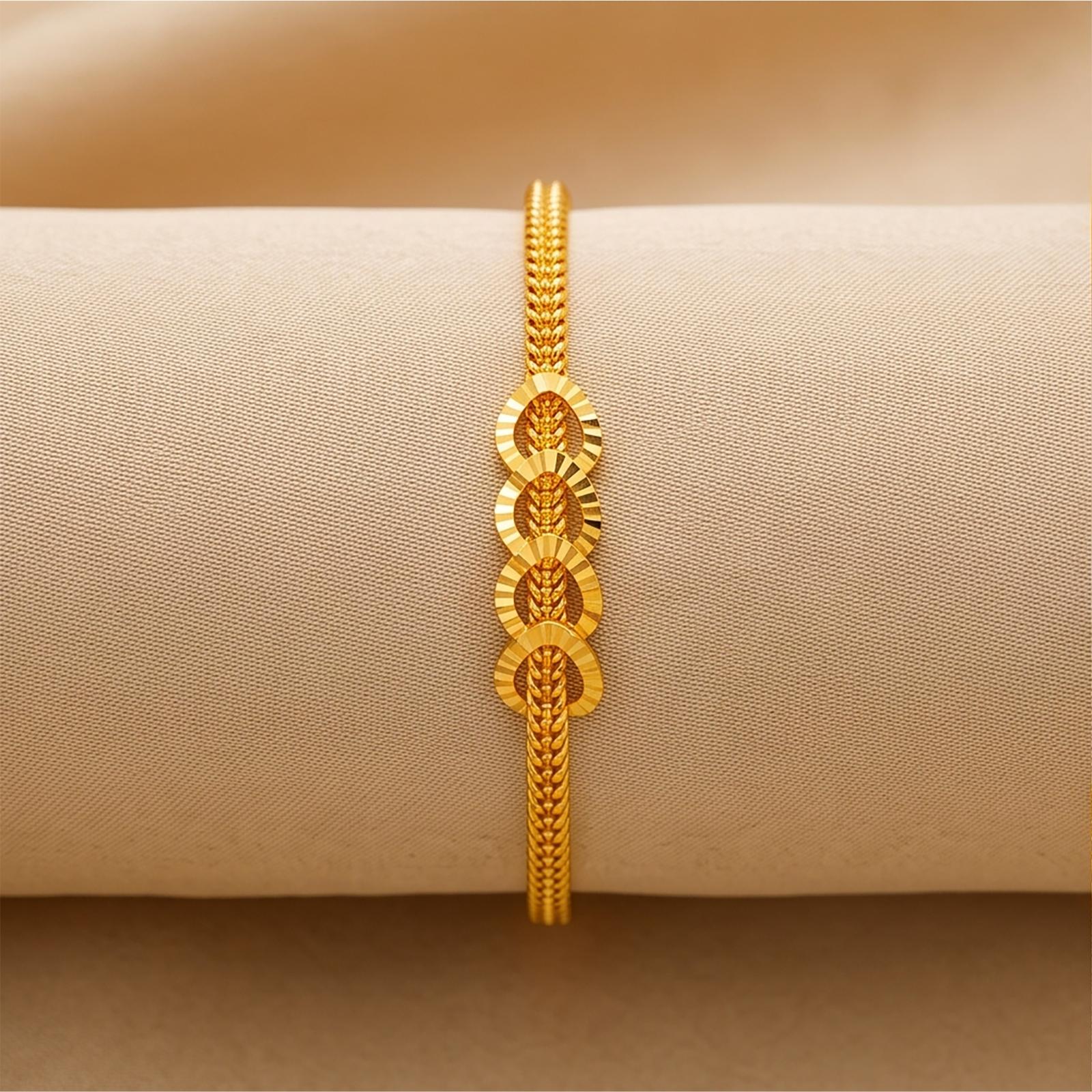 21K Gold Overlapping Hearts Woven Link Bracelet by Bafleh Jewellery - Image 5
