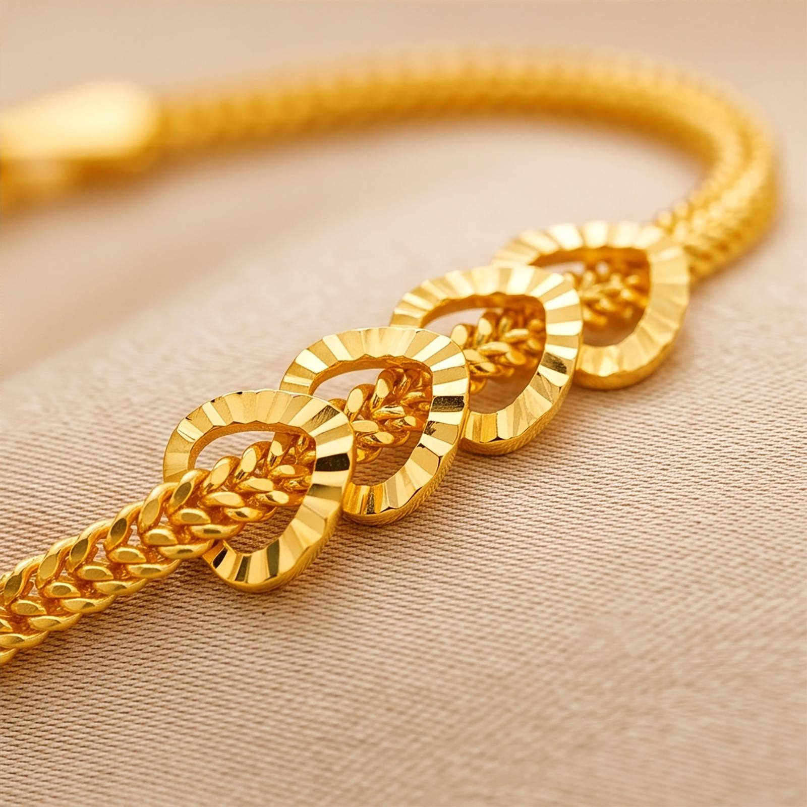 21K Gold Overlapping Hearts Woven Link Bracelet by Bafleh Jewellery - Image 2