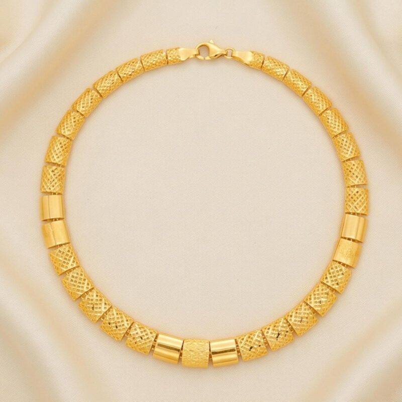 Timeless Elegance Discover the Textured 21K Gold Link Bracelet Collection by Bafleh Jewellery.