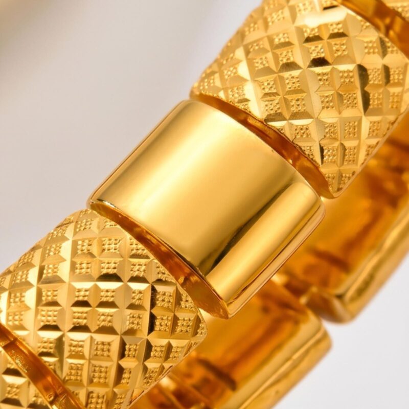 Alternative view of Timeless Elegance Discover the Textured 21K Gold Link Bracelet Collection by Bafleh Jewellery.