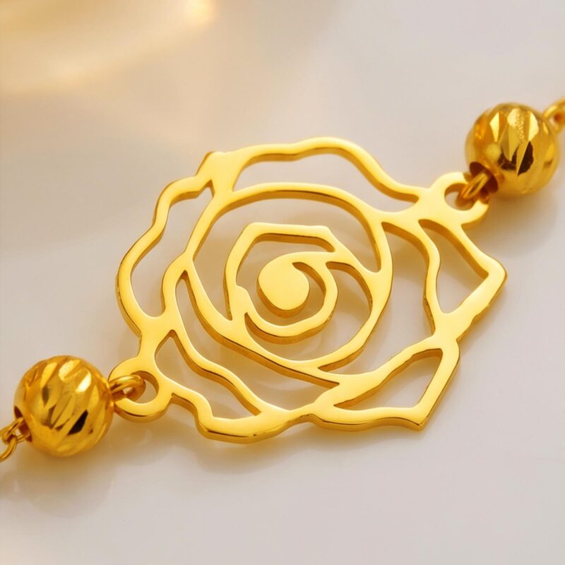 Alternative view of 21K Gold Bracelet Lightweight Luxury Dainty Flower Chain for Women by Bafleh Jewellery