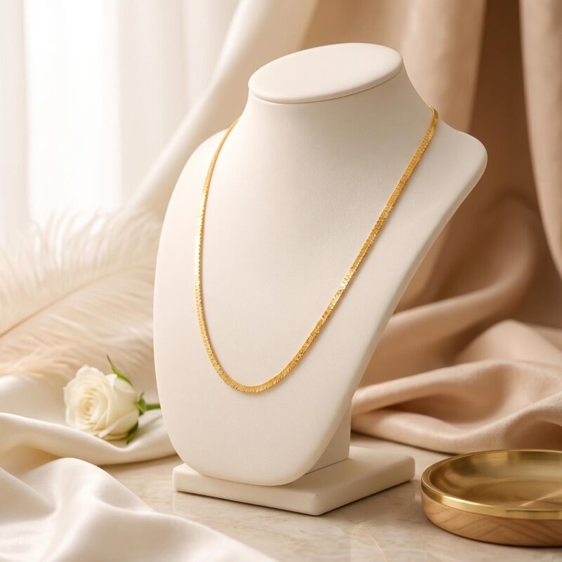 Alternative view of 21K Yellow Gold Etched Flat Ribbon Chain Bafleh Jewellery