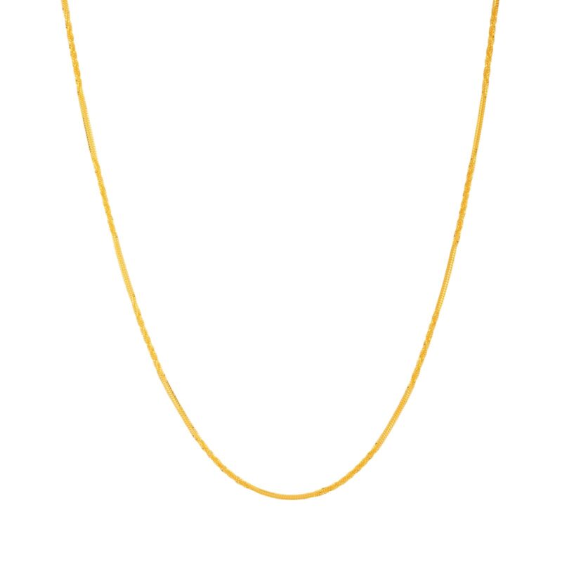 21K Yellow Gold Twisted Flat Fox Link Chain by Bafleh Jewellery