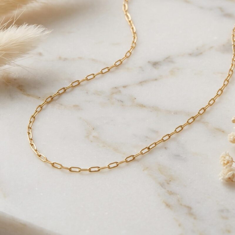 Bafleh 21K Yellow Gold Paperclip Link Chain