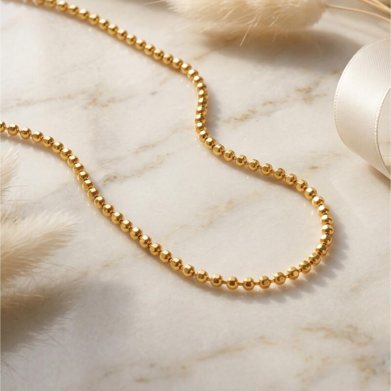 Bafleh 21K Yellow Gold Ball Bead Chain Necklace