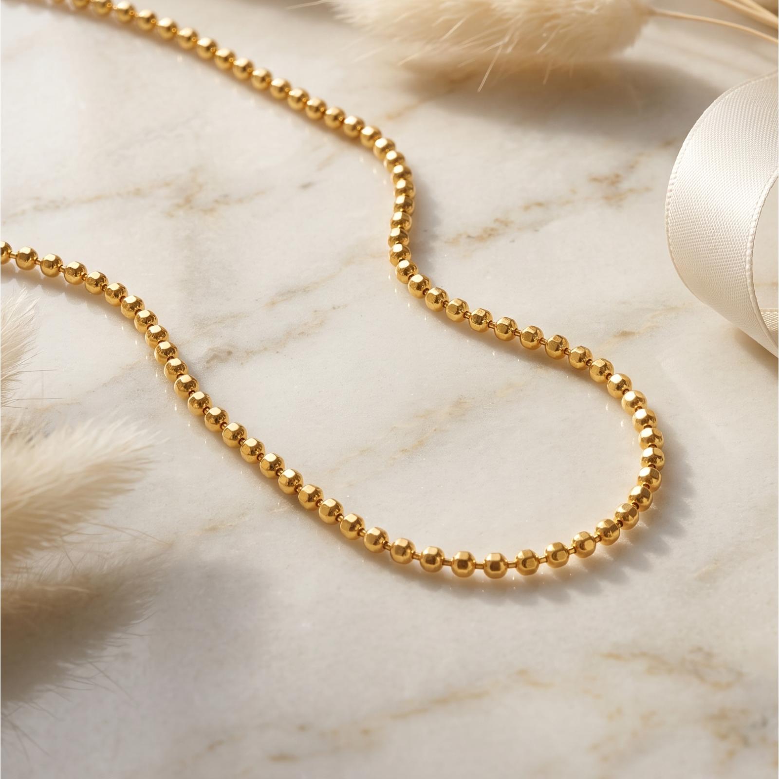 Bafleh 21K Yellow Gold Ball Bead Chain Necklace