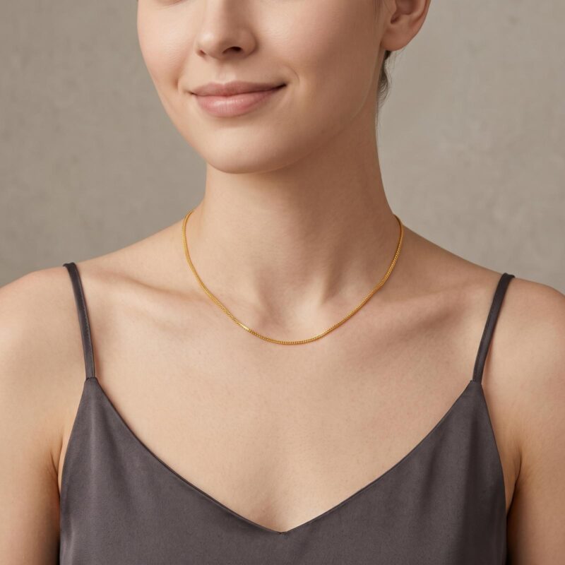 Alternative view of Bafleh 21K Yellow Gold Fine Curb Link Chain Necklace
