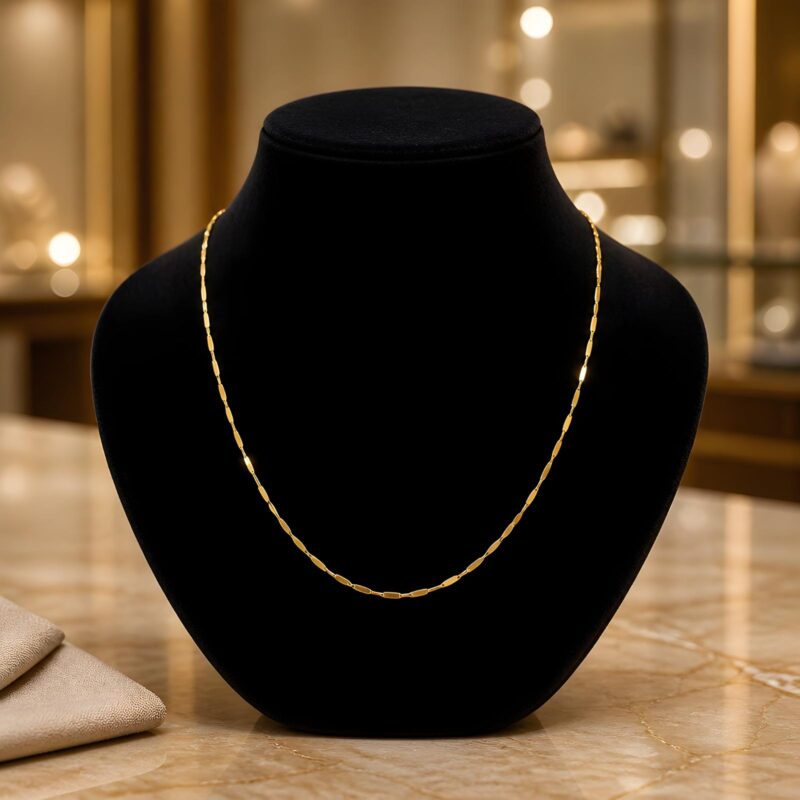 Alternative view of 18K Yellow Gold Delicate Bar Link Chain Necklace