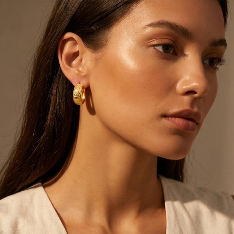 Alternative view of Let your style speak luxury with stunning 22K gold earrings designed to perfection