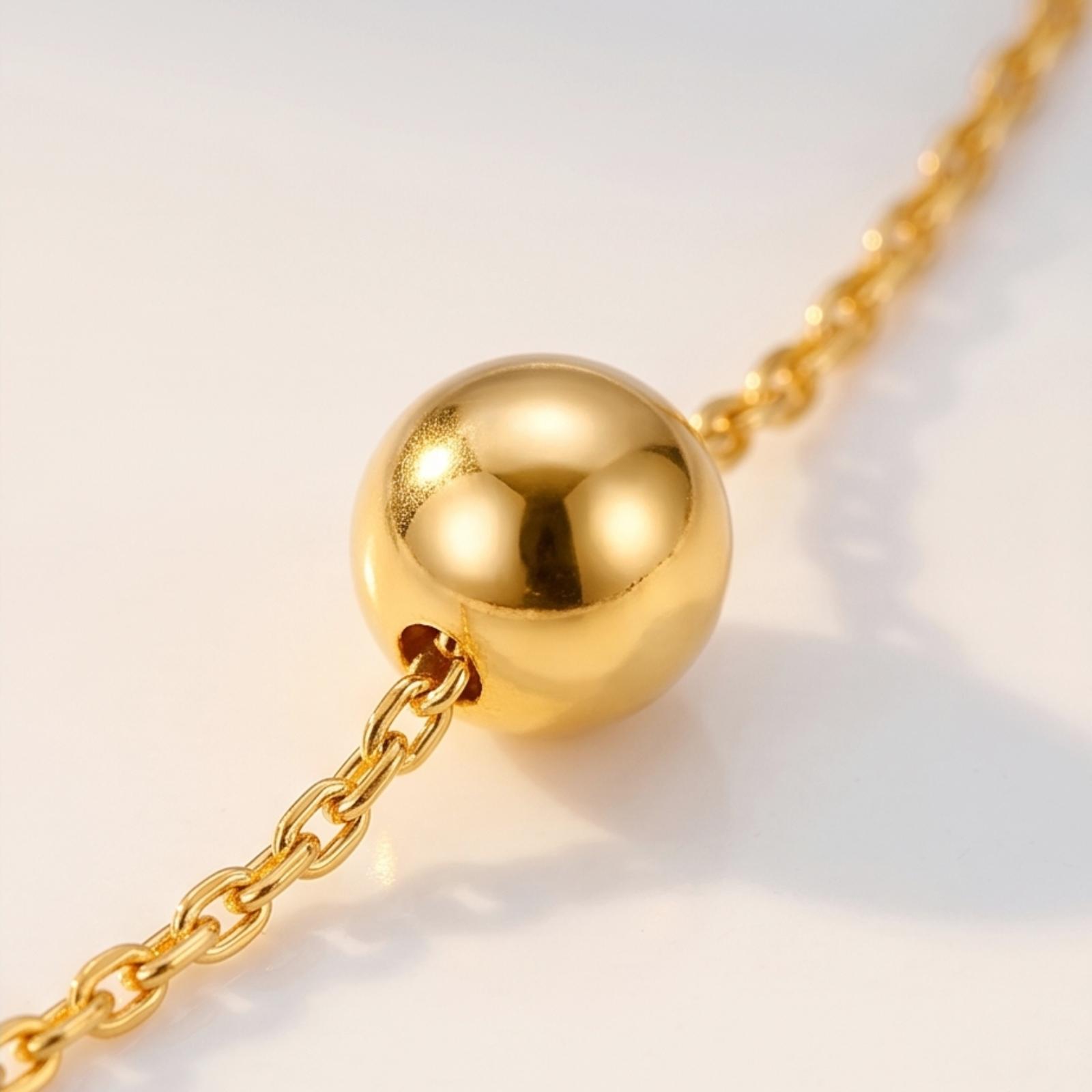 Bafleh 18K Gold Delicate Bead Chain Necklace for Women - Image 2