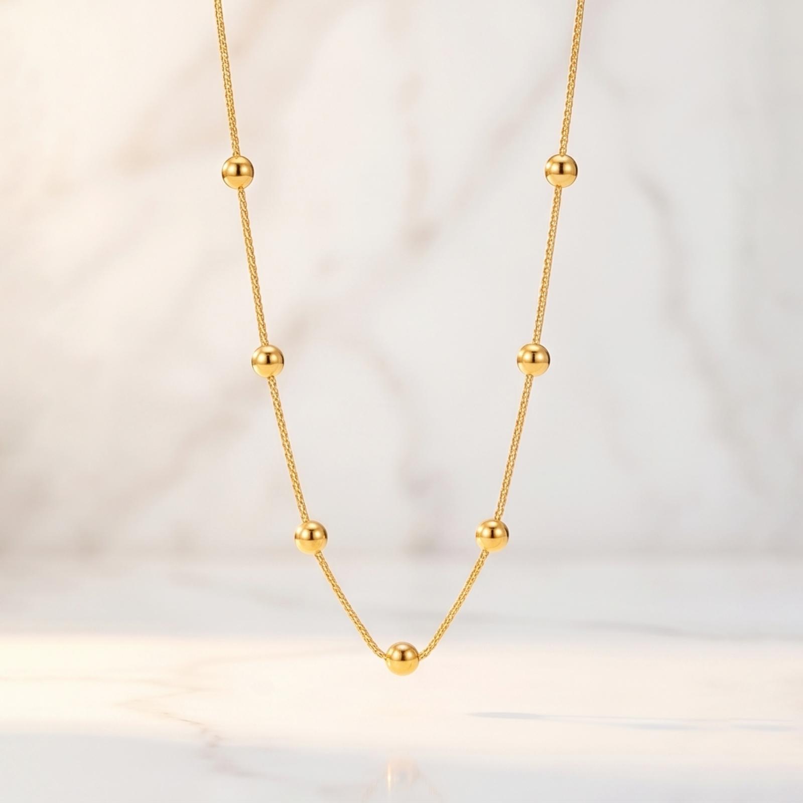 Bafleh 18K Gold Delicate Bead Chain Necklace for Women - Image 4