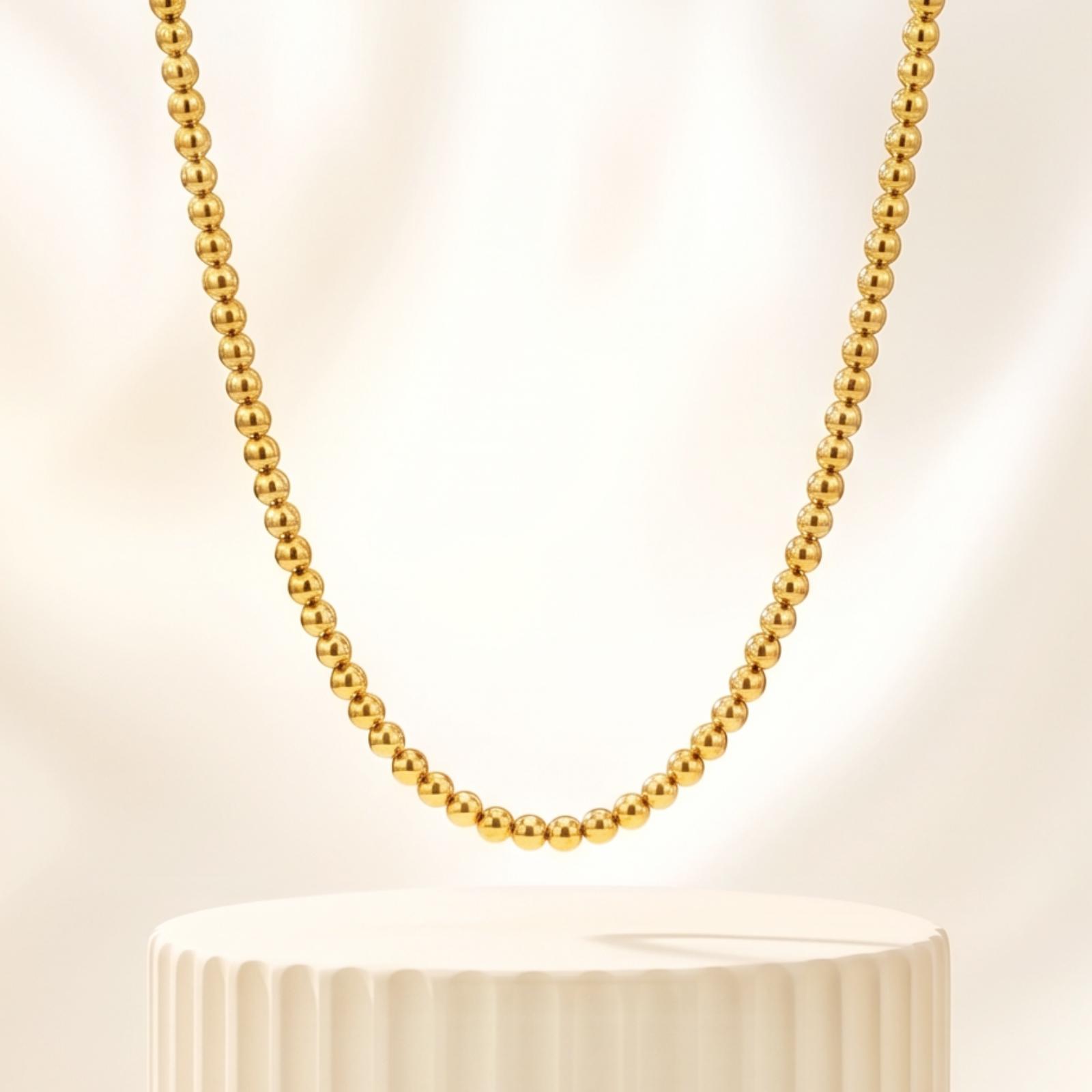 Bafleh 18K Gold Continuous Spherical Bead Strand Necklace for Women - Image 4